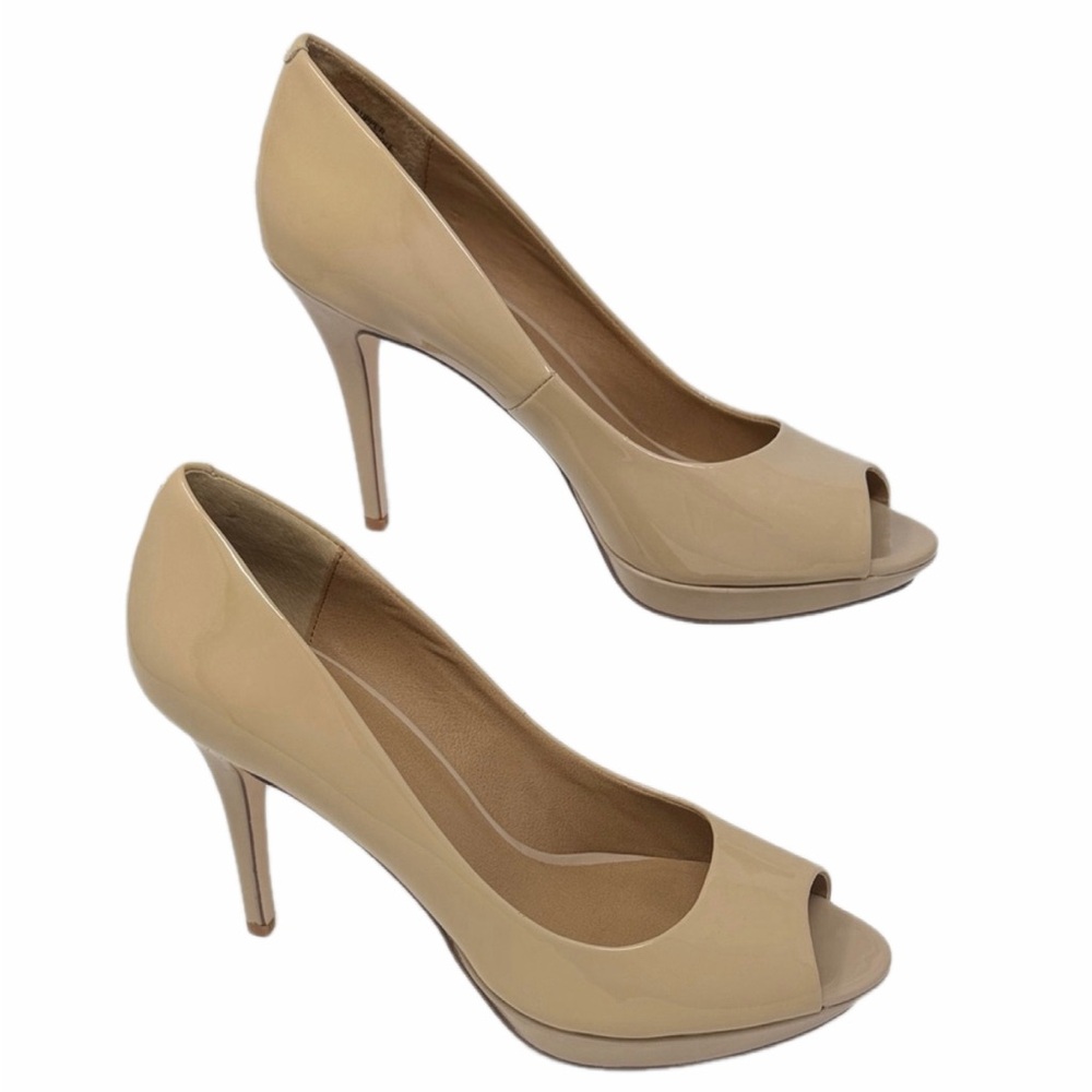 Saks Fifth Avenue Nude Platform Peep-Toe Heels Size 9